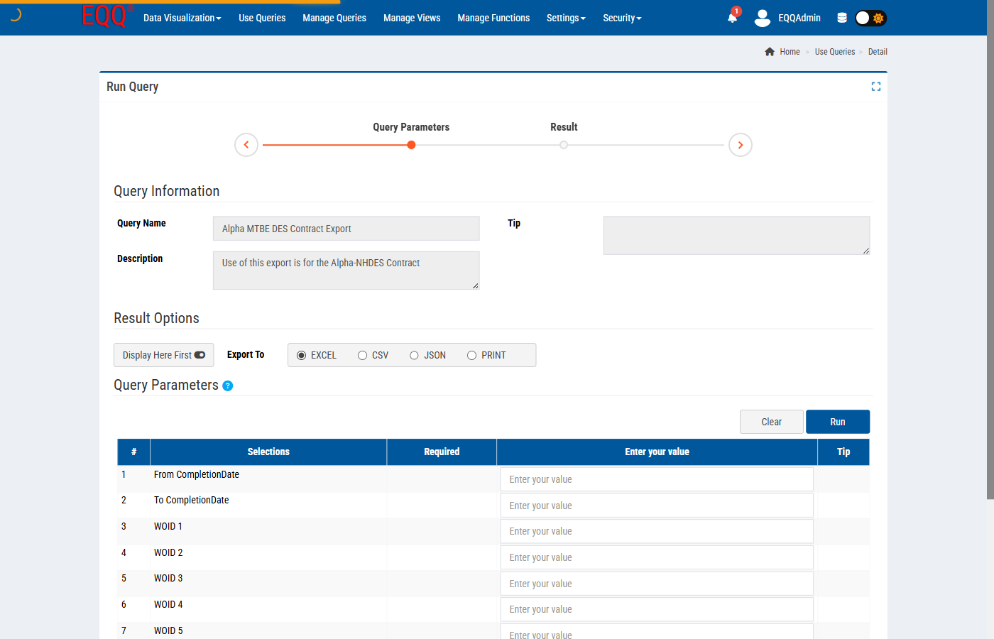 Result grid — sort, filter, and pagination controls