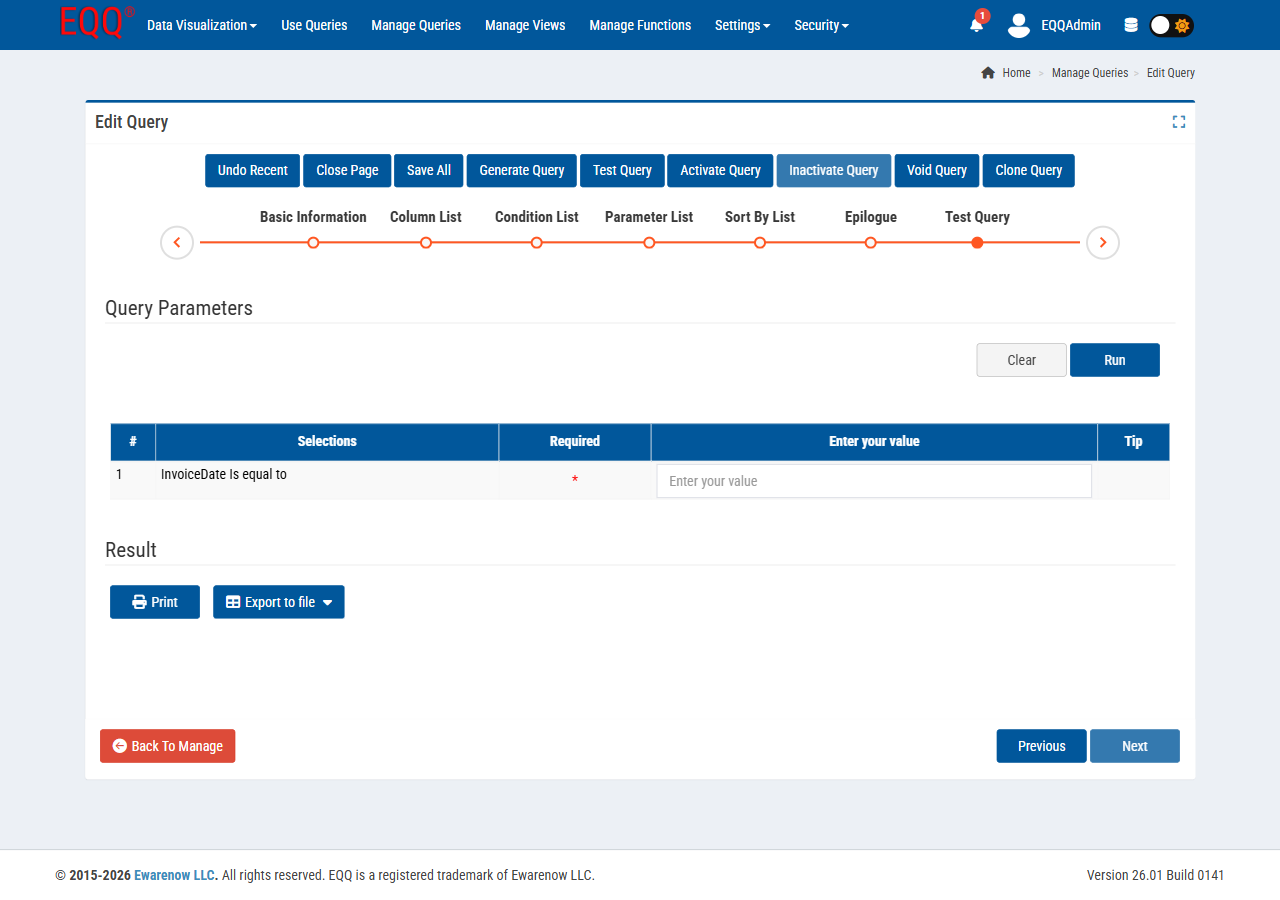 Query Editor — Step 7: Test Query