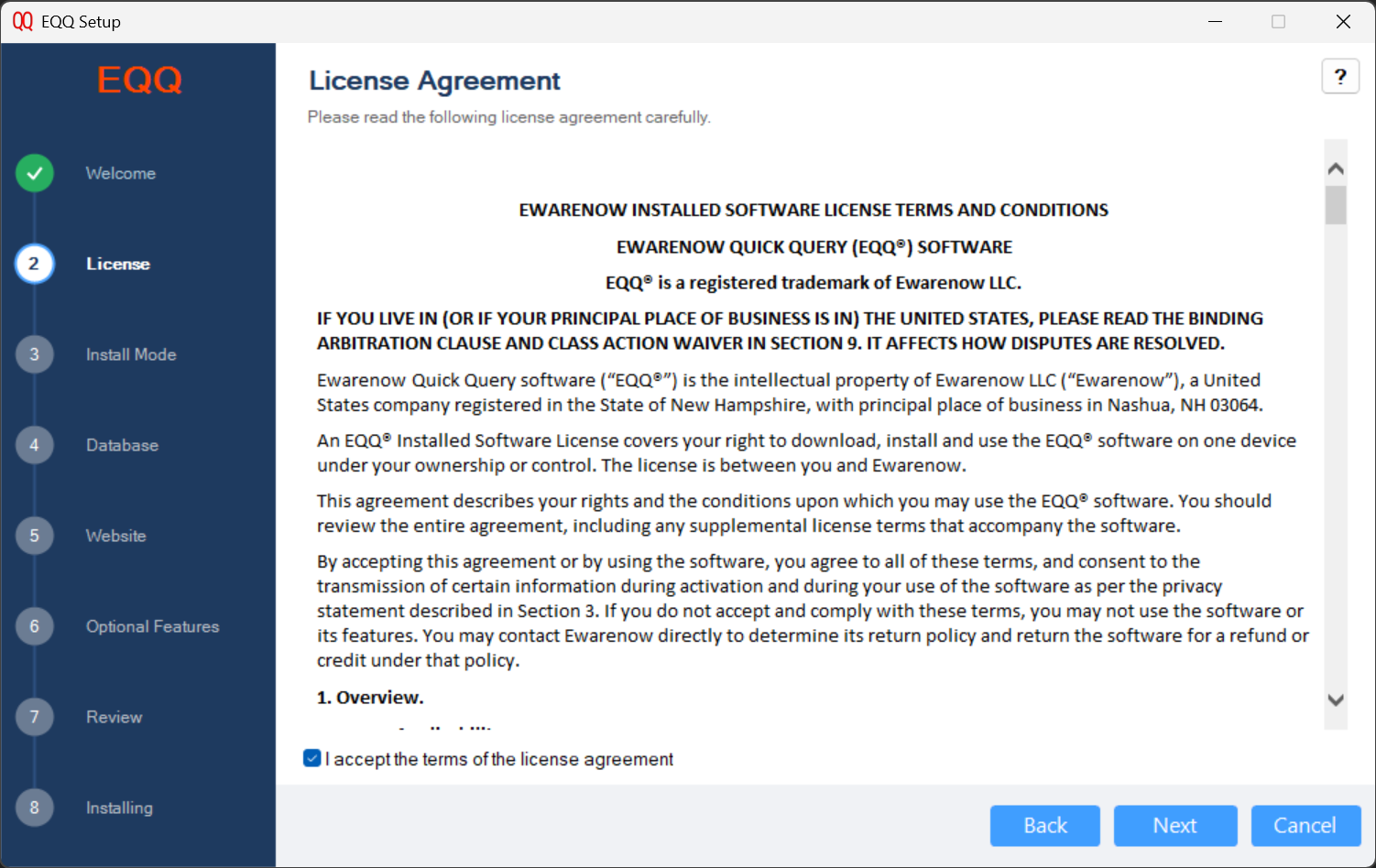 Step 2 — License Agreement