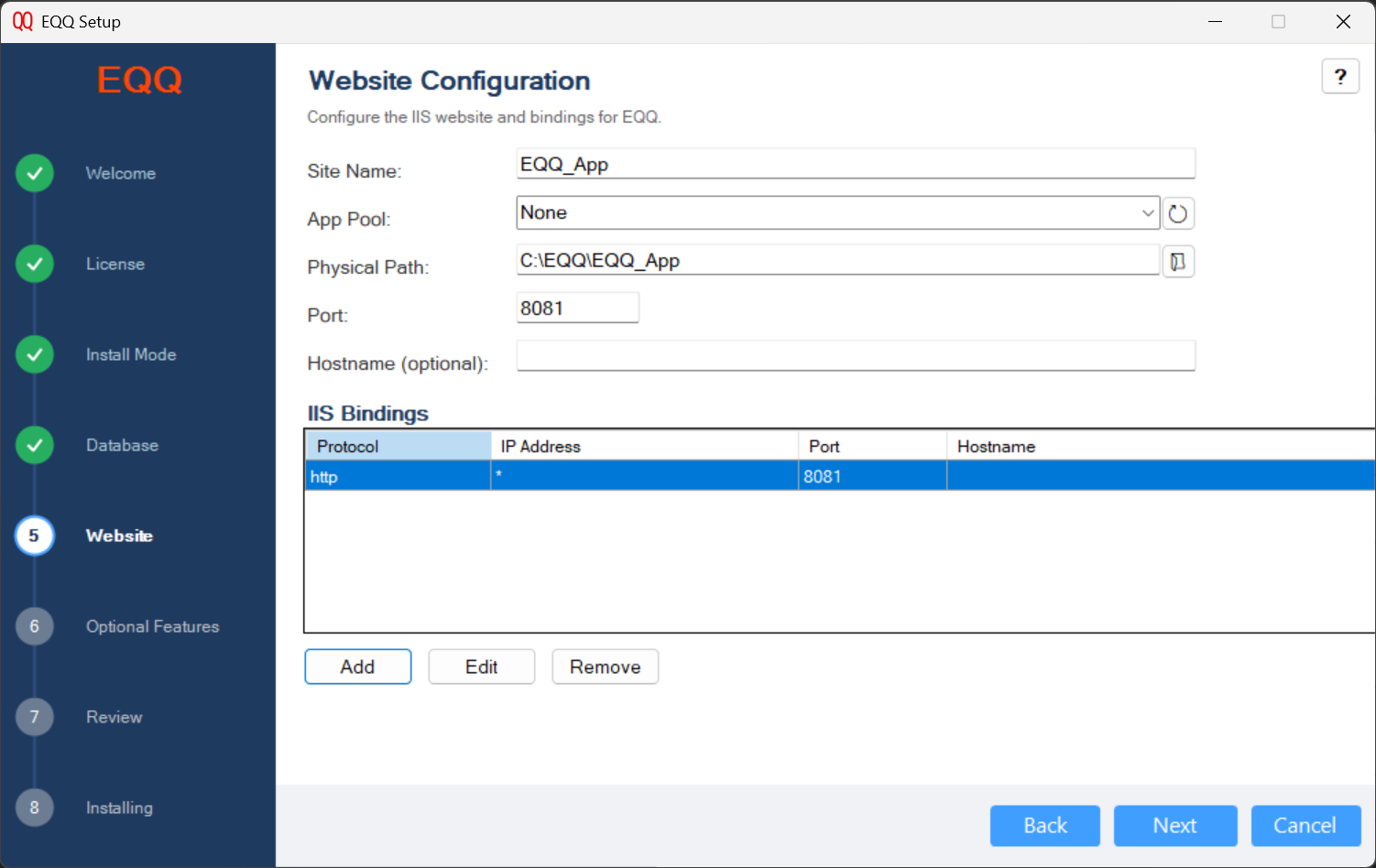 Step 5 — Website Configuration