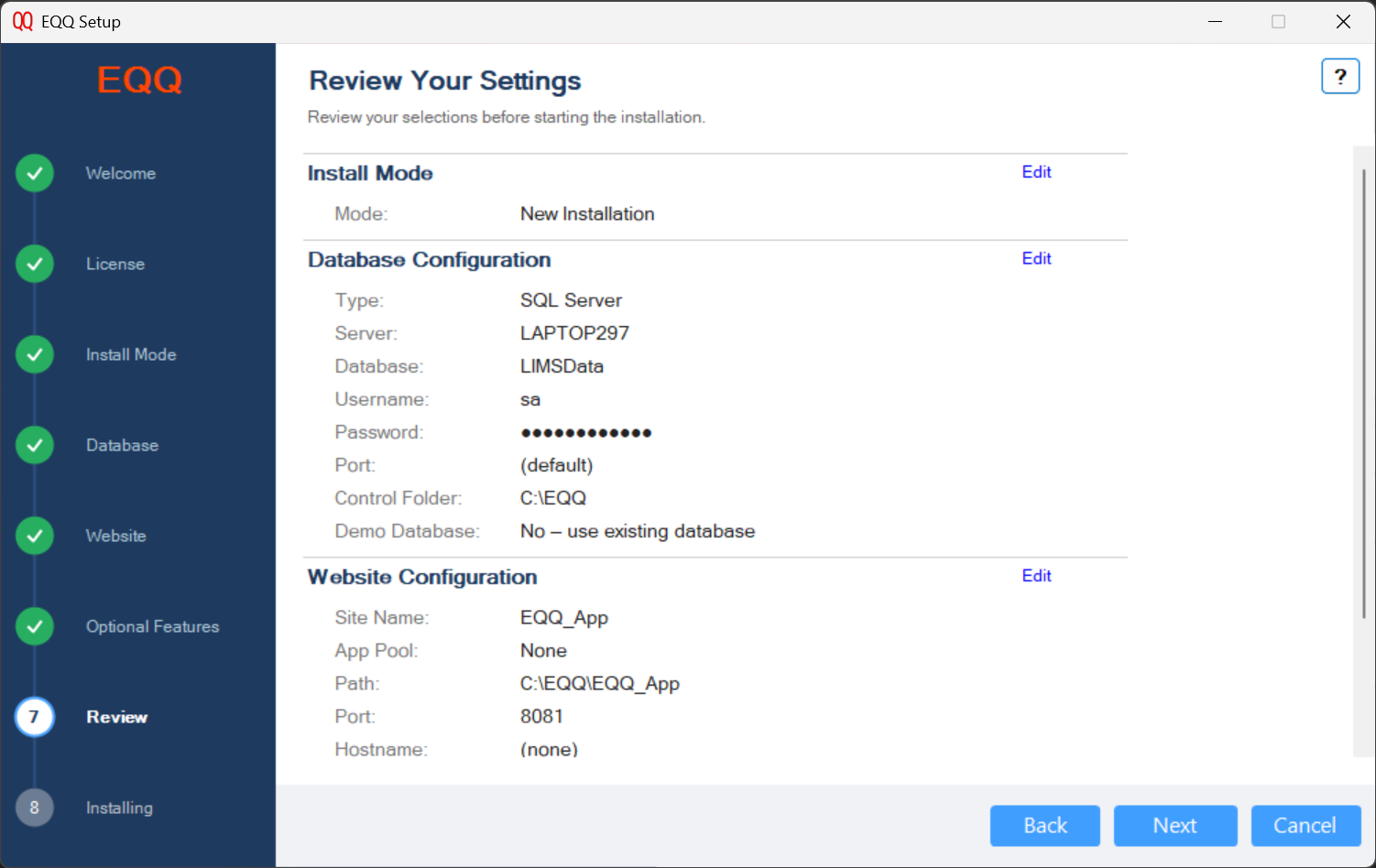 Step 7 — Review Your Settings